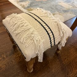 Beautiful Hand Loom Foot Stool With Woven Metallic Detailing 