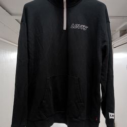 Vintage Levi's Black Pullover 1/4 Zip Sweatshirt Size XL Made in Vietnam