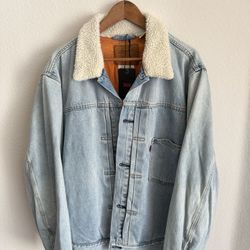 Levi’s Premium Lined Type 1 Sherpa Jacket Washed Denim size XL *RARE BLANK TAG*