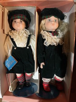 Christmas Scottish Twin Dolls, Marian Yu Designs, 1988