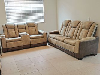 Microfiber Leather Power Reclining Living Room Set