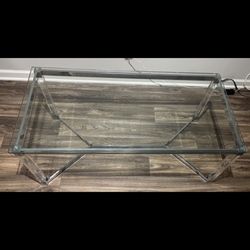 Glass-Top Coffee Table W/Chrome Finish