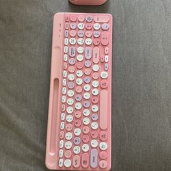 Pink Bluetooth Keyboard And Mouse 