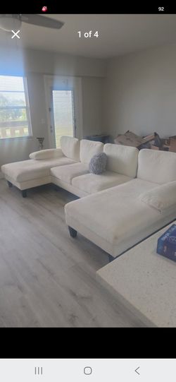White U-Shaped Sectional Sofa with Double Chaises