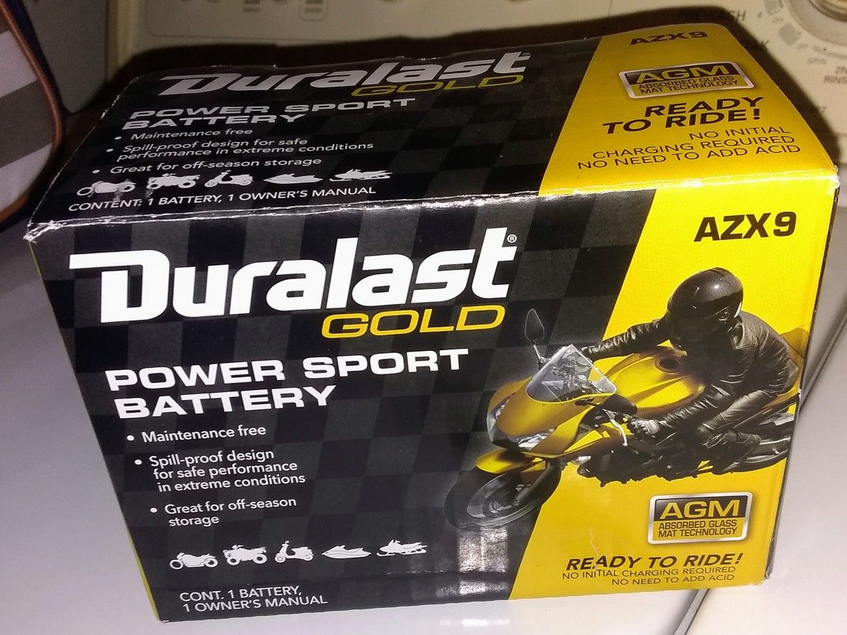 New Duralast Gold AGM Power Sport Battery AZX9