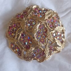 Sarah Coventry Mid-Century Gold Tone Aurora Lights AB Rhinestone Brooch Pin