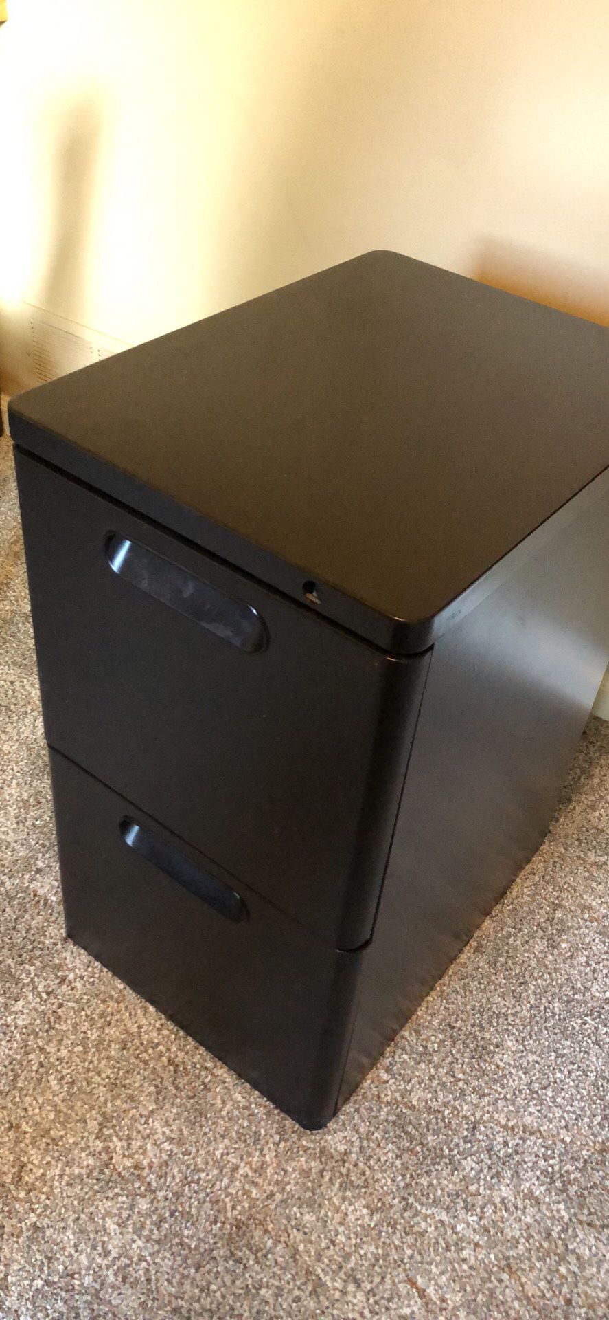 Black metal 2 tier file cabinet  