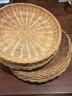 Vintage Wicker Rattan Paper Plate holders