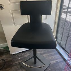 Modern Black Adjustable Bar Stool w/ Backrest & Footrest