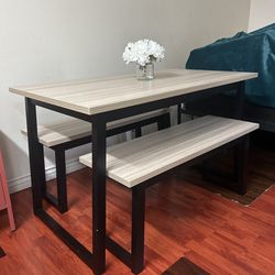 3 Piece Wood Dining Table Set 