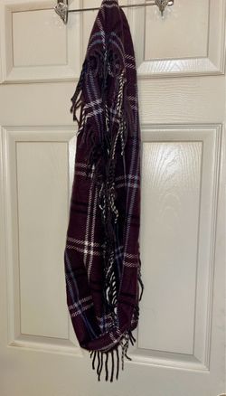 Cejon Plaid Fringe Scarf Burgundy
