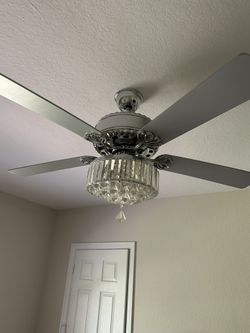 Silver & Crystal 54” Lighted Ceiling Fan