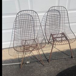 Pair Of Vintage Herman Miller Wire Chairs