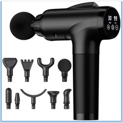 JQX Massage Gun Deep Tissue, High Percussion Back Neck Massager for Athletes, Handheld Muscle Massager Gun with 30 Speed Levels 9 Replacable Heads, Gi