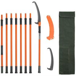 199# Manual Pole Saw, 7.3-27 ft Extendable Tree Pruner, Sharp Steel Blade High Branches Trimming, Manual Branch Trimmer with Lightweight 8 Fiberglass