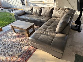 Living Spaces Leather Sectional ($400)