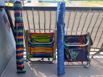 Pair of Tommy Bahama Backpack Beach Chairs with Matching Carry Bags