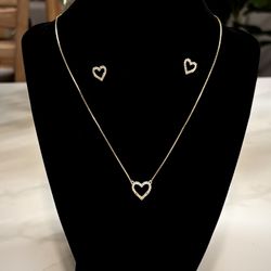 Gold Heart Jewelry Set / 925 Sterling Silver