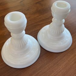 Milk glass Candlestick Holders #2