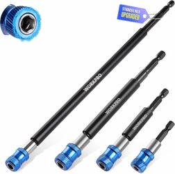 WORKPRO 4-Piece Magnetic Drill Screwdriver Bit Holder Extender Set, Sizes: 2-3/8in, 4in, 6in, 12in
