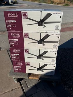Merwry 52 in. Integrated LED Indoor Matte Black Ceiling Fan with Light Kit and Remote Control $85 EACH BRAND NEW VERY FIRM PRICE THANKS