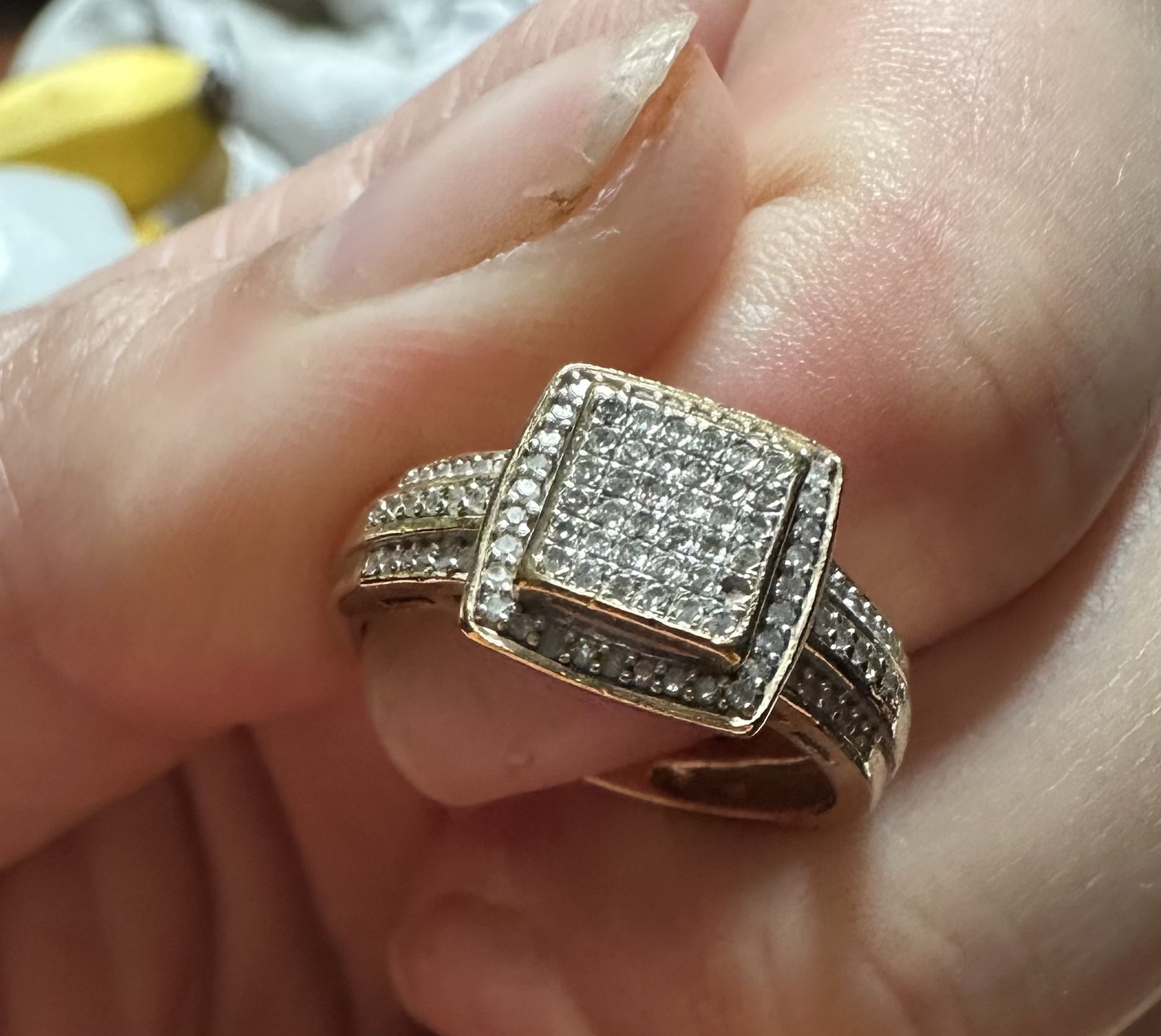 Beautiful Real diamond wedding ring, Stacked, 10k Gold Ring, All Real 