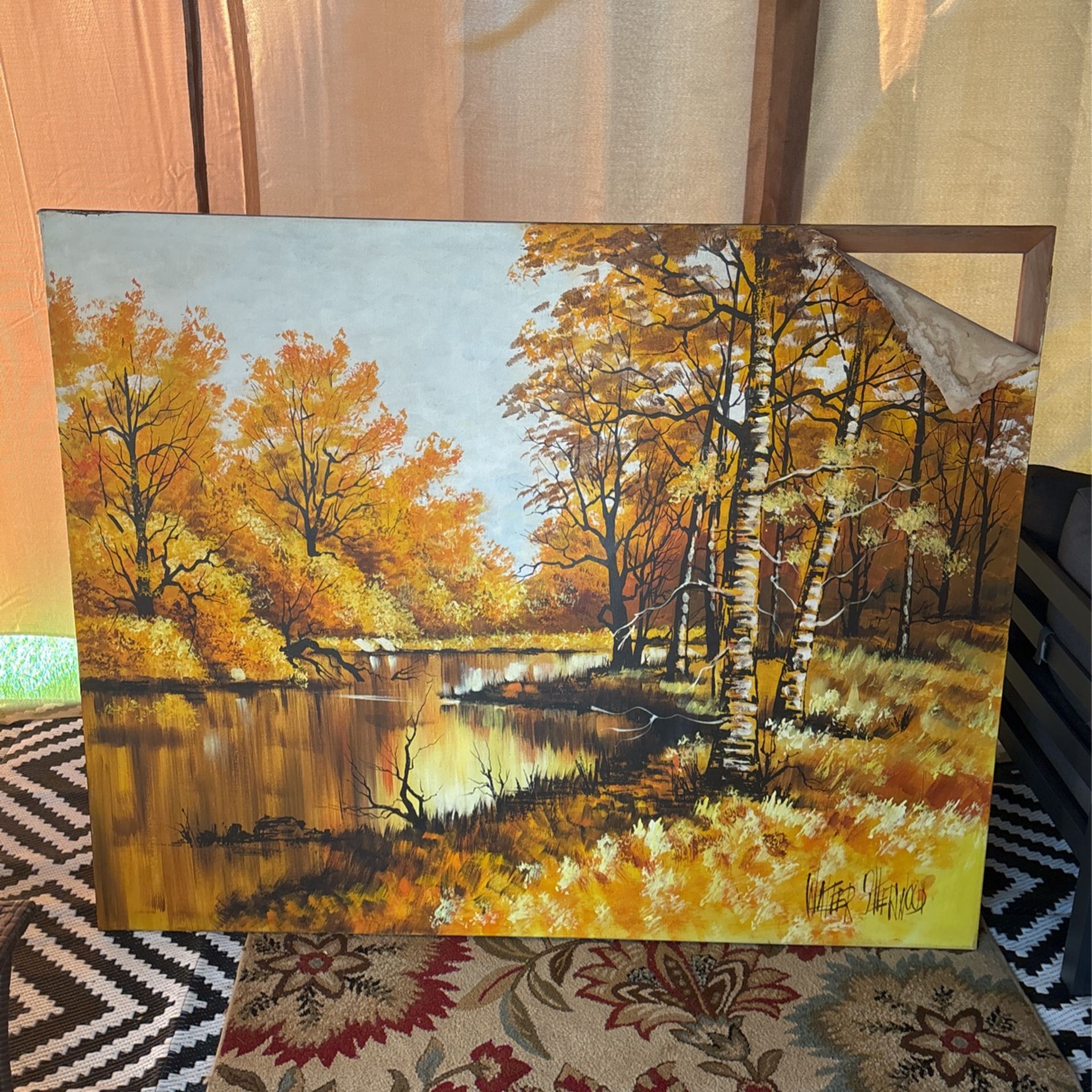 Large 61"x 49" Original Walter Sherwood Landscape Oil Painting