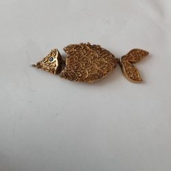 vintage Max Factor solid perfume fish pendant Necklace