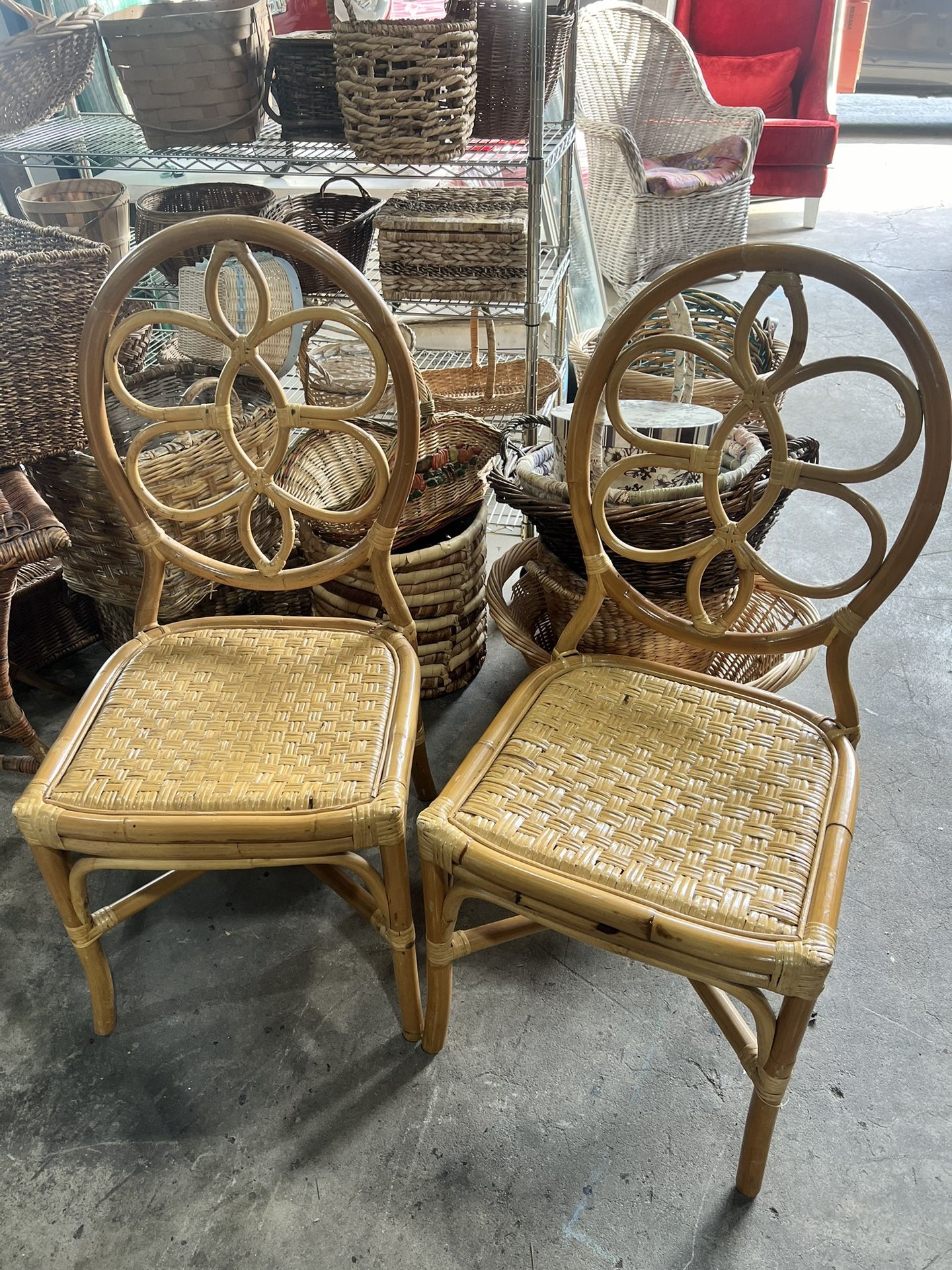 2 Mid-Century rattan wicker chairs $100 each p/u Willow Grove or Jamison PA