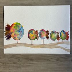 Original Watercolor Painting of Birds
