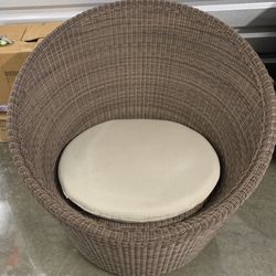 2 Large Brown Wicker Chairs With Wheels Has Cushions  $175 Each