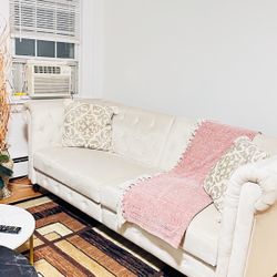 Velvet Upholstered Chesterfield Sofa and Futon with Nailhead and Solid Legs ( 2 Pieces )