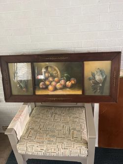 Vintage Framed Triptych Still Life Wall Art