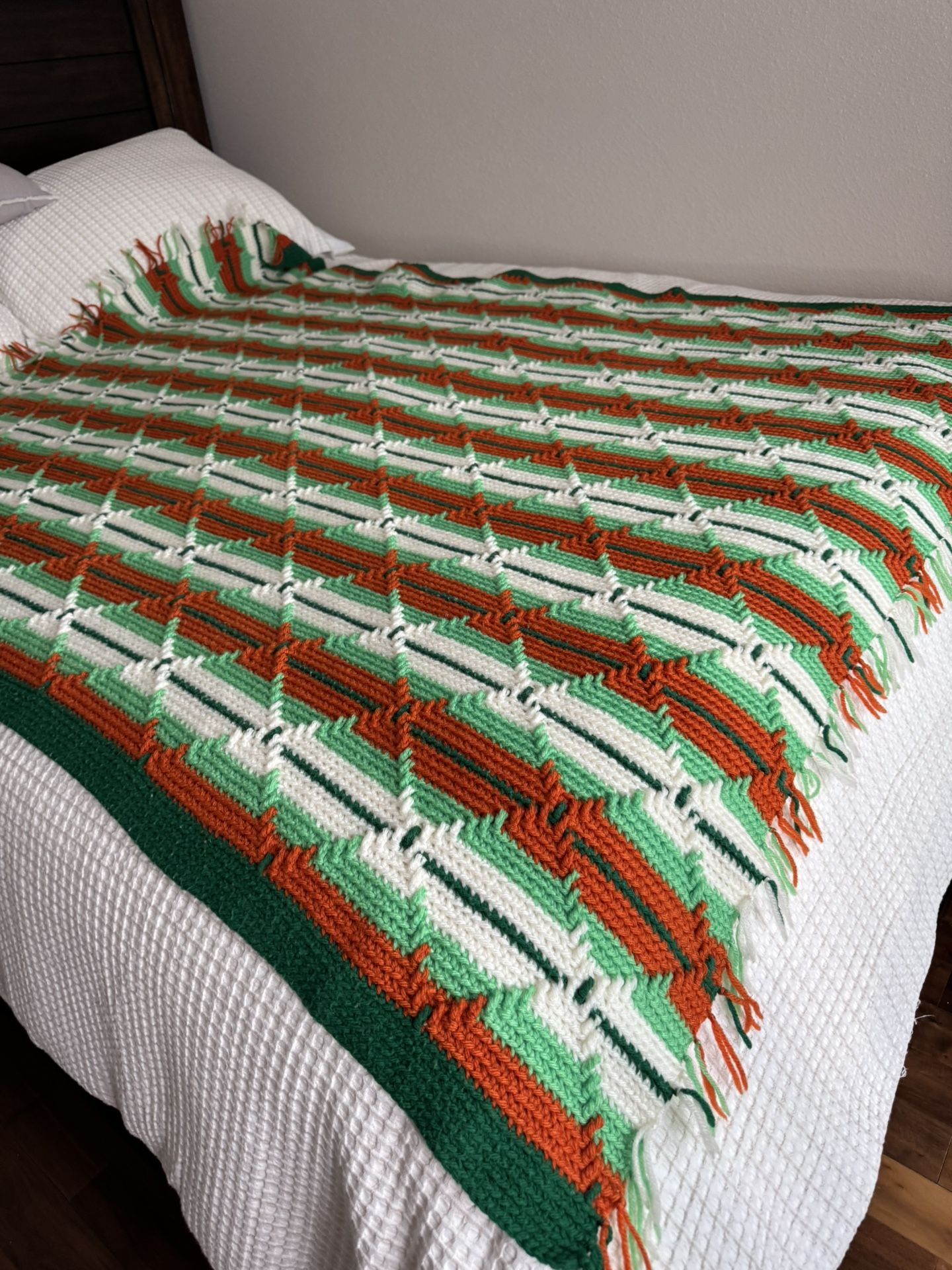 Vintage Handmade Granny Crochet Afghan Blanket