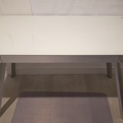 Table / Desk With Glass Top And Pull Out Shelf 