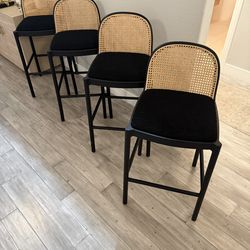 Set Of 4 of Nadia Black Cane Barstools Stool by Cb2