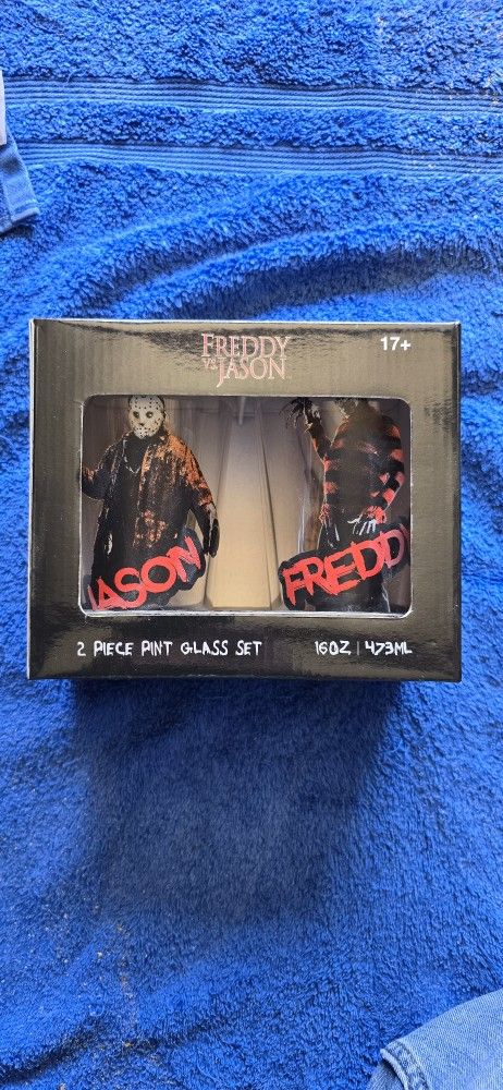 FREDDY VS JASON πͺ 2 Piece Pint Glass Set by LOUNGEFLY Official WB Merch