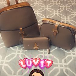 Women backpack + shoulder bag + wallet