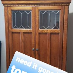 Mission Style Oak Computer Desk/Armoire 