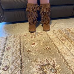 Long Boots With Fringe Used Few Times  Size 10