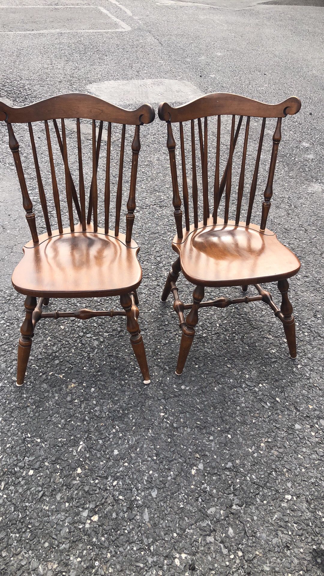 2 solid wood chairs