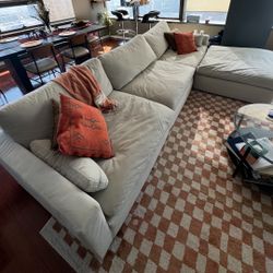 Light Grey Cloud Sofa and Ottoman Set