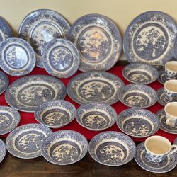 Blue Willow English Ironstone Tableware 38 Pieces. See More Pictures & Description 