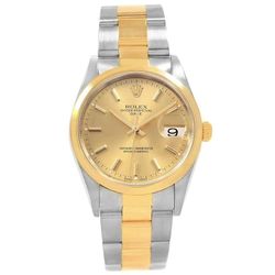 *Ladies Rolex 26mm DateJust 18K Two Tone Watch with Champagne Dial and Smooth Bezel. (Pre-Owned 76183)