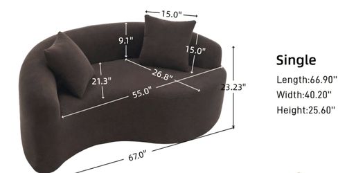 Sofa S-Curved Loveseat Couch Modular