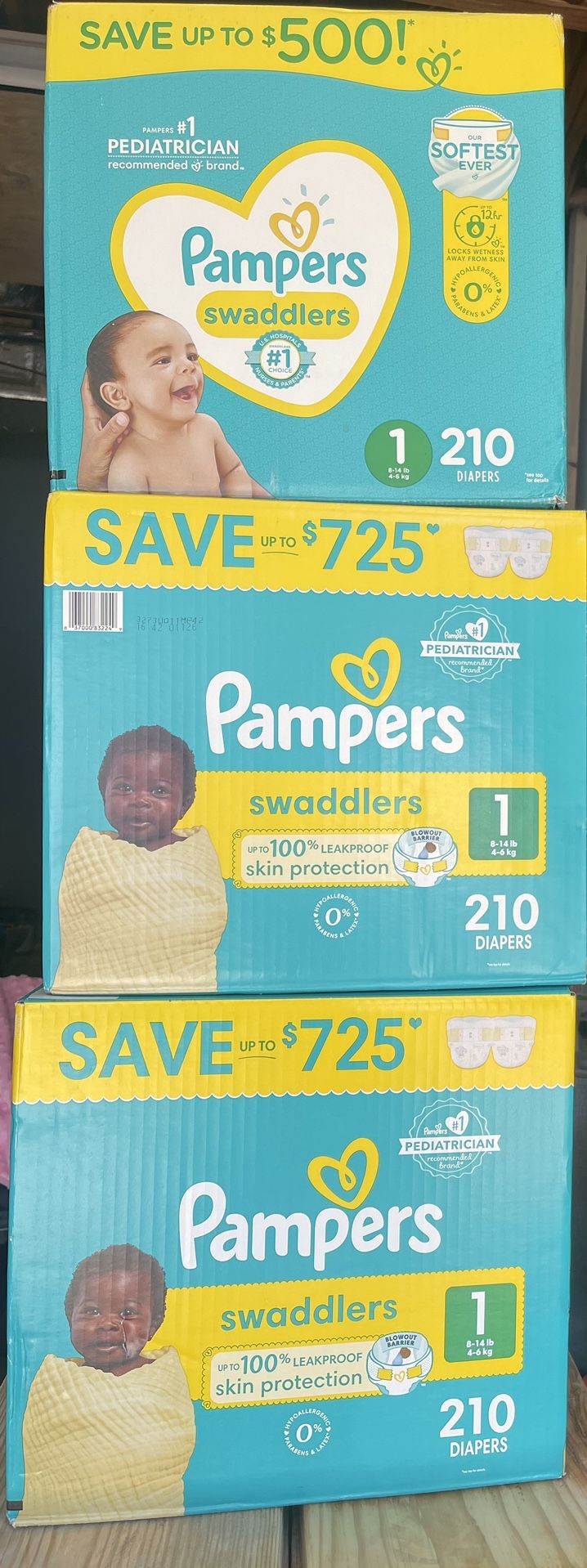 Pampers Swaddlers Size 1 (210 Diapers)
