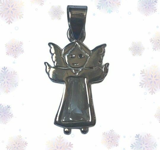 925 Sterling Silver April Birthstone Angel Pendant