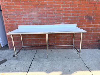 Stainless Steel Commercial Work Table with Backsplash Open Base 30” x 84”