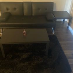 1 Futon Couch, 1 Side Table, 1 Center Table