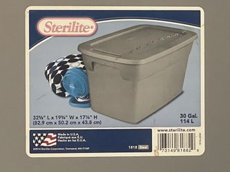 9 Sterilite plastic stackable storage containers with 3 covers.